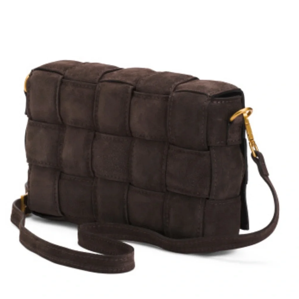 NWT VIOLA CASTELLANI TikTok viral chocolate brown Suede Cassette Crossbody - Picture 6 of 7